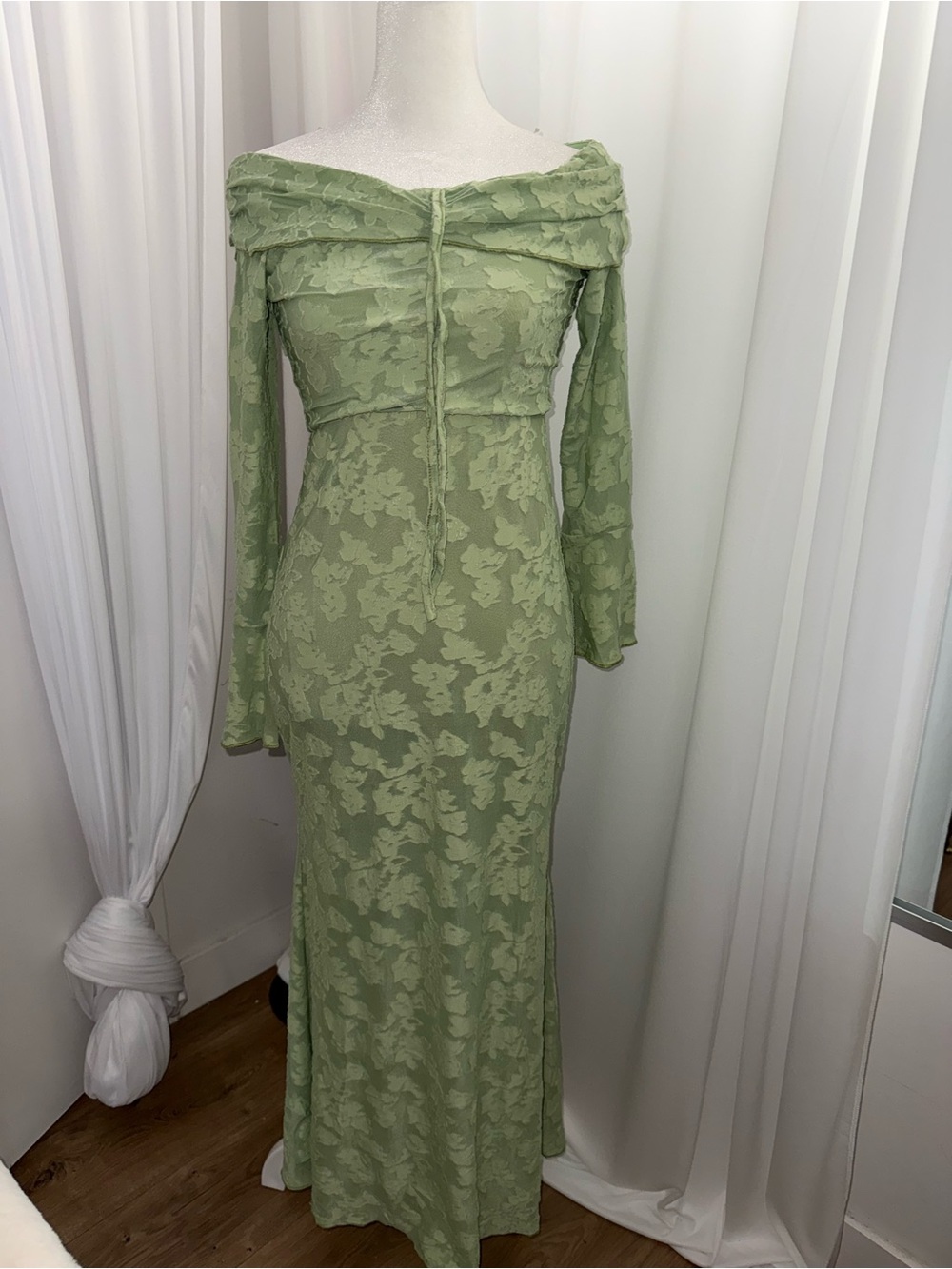 Brand new floral print green dress